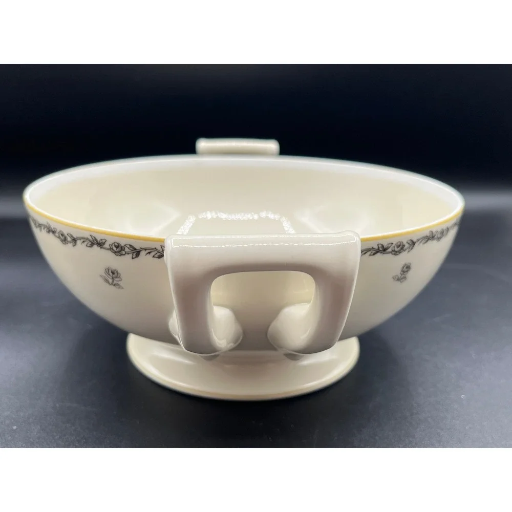 Vtg‎ China Beige Porcelain Soup Tureen Rose Motif Bavaria Tirschenreuth Germany